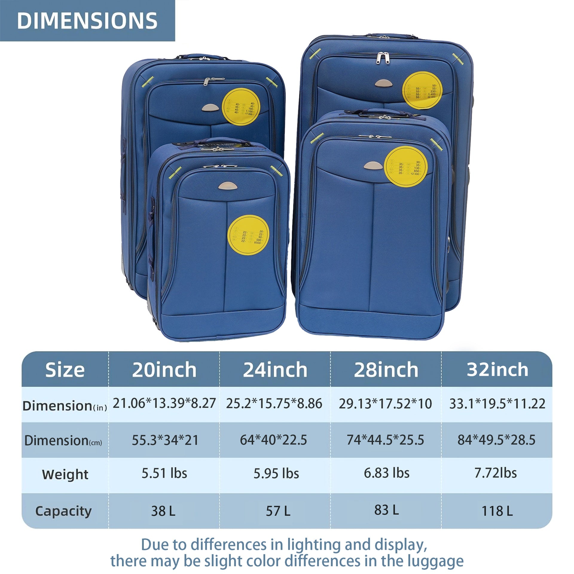 4-piece suitcase, suitcase blue