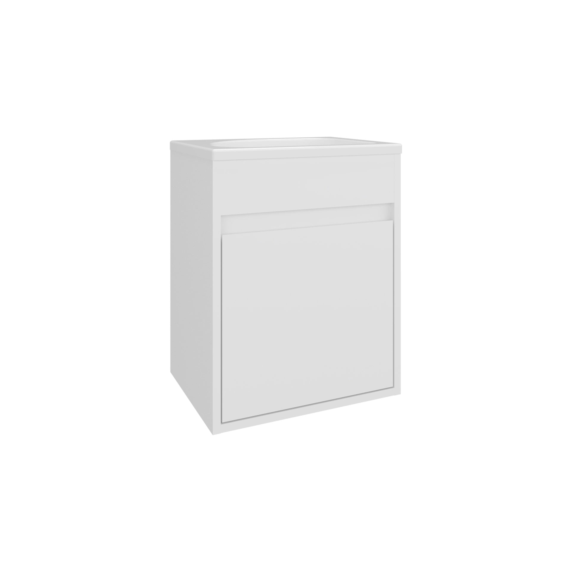 Furman Wide Floating Bathroom Vanity, Resin Sink Compact Wall-Mounted Design With One Door Cabinet, White