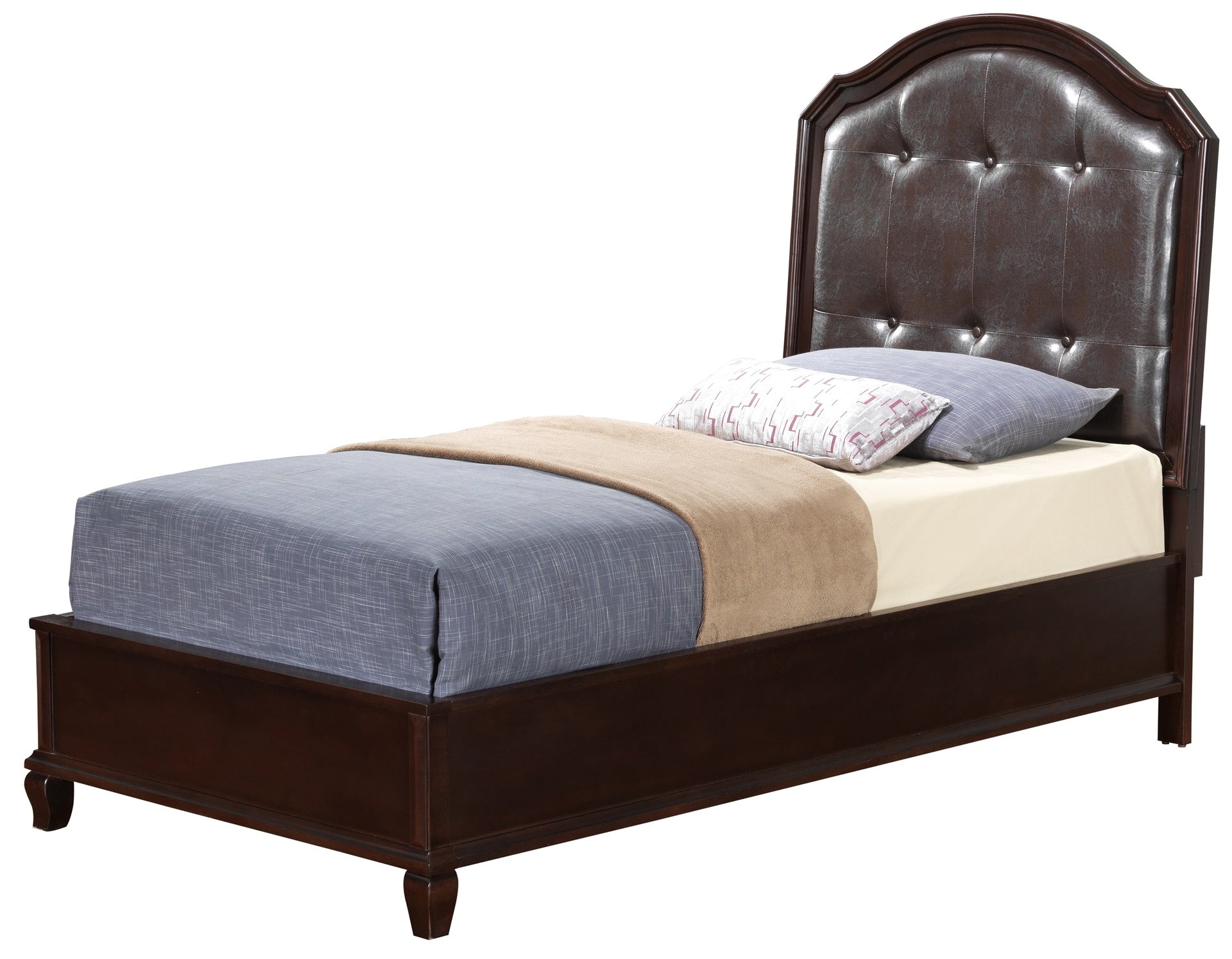 Charming Transitional Twin Bed In Cappuccino