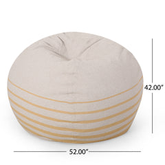 Bohemio 5 Foot Rounded Bean Bag,  Natural Color / Striped Yellow