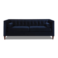 Jack 84" Modern Tuxedo Tufted Sofa, Dark Navy Blue Performance Velvet