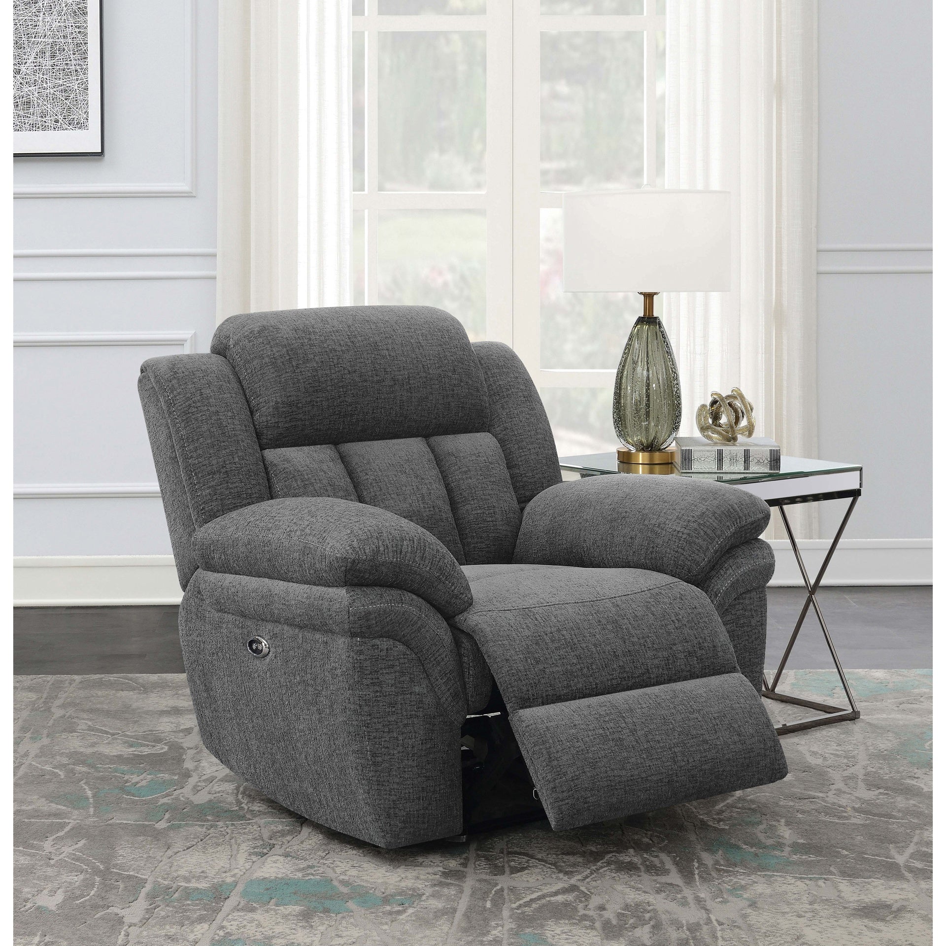 Pannen Charcoal Upholstered Power Glider Recliner