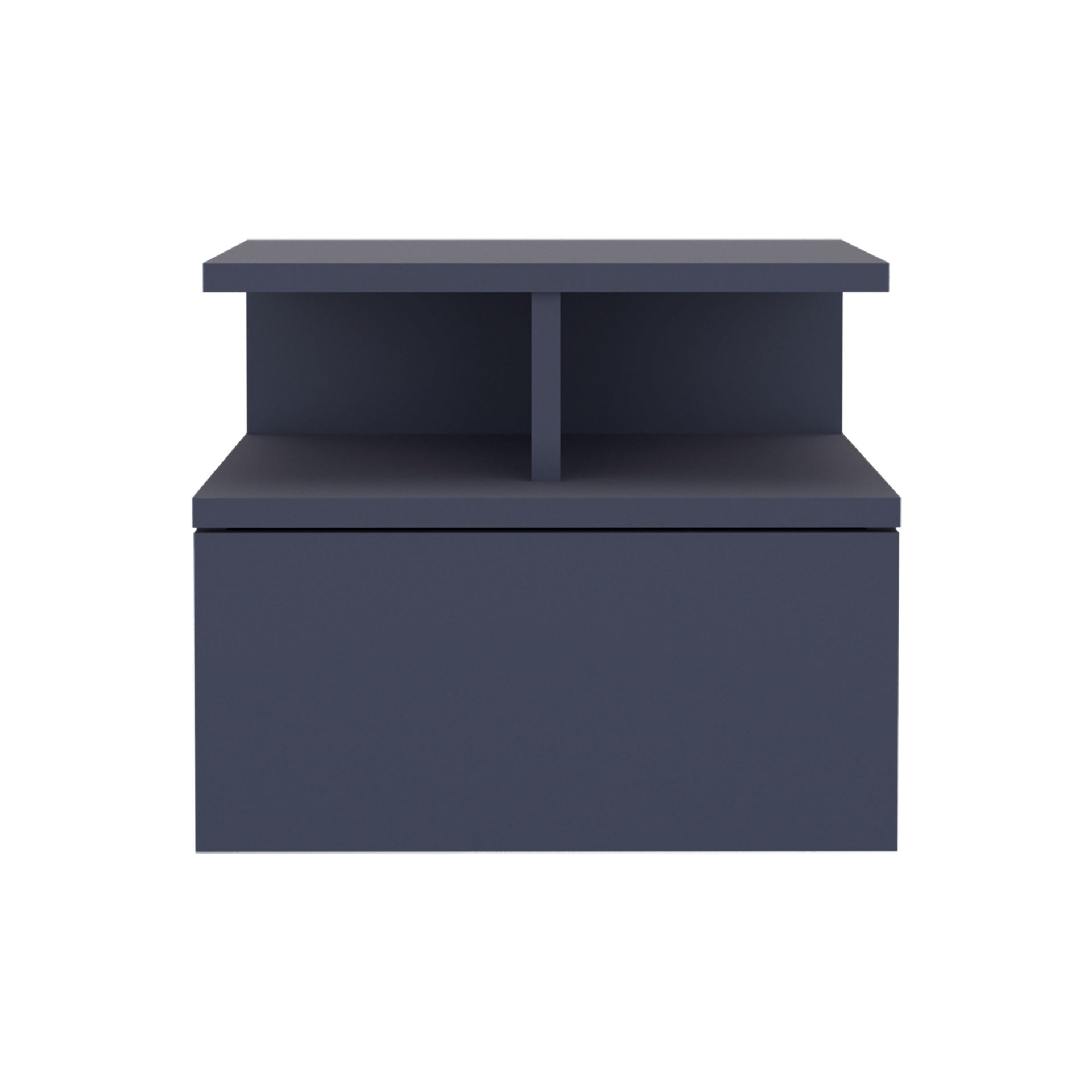 Adele Floating Nightstand, With One Drawer And Two Small Below Shelves For Storage or Decor, Navy Blue