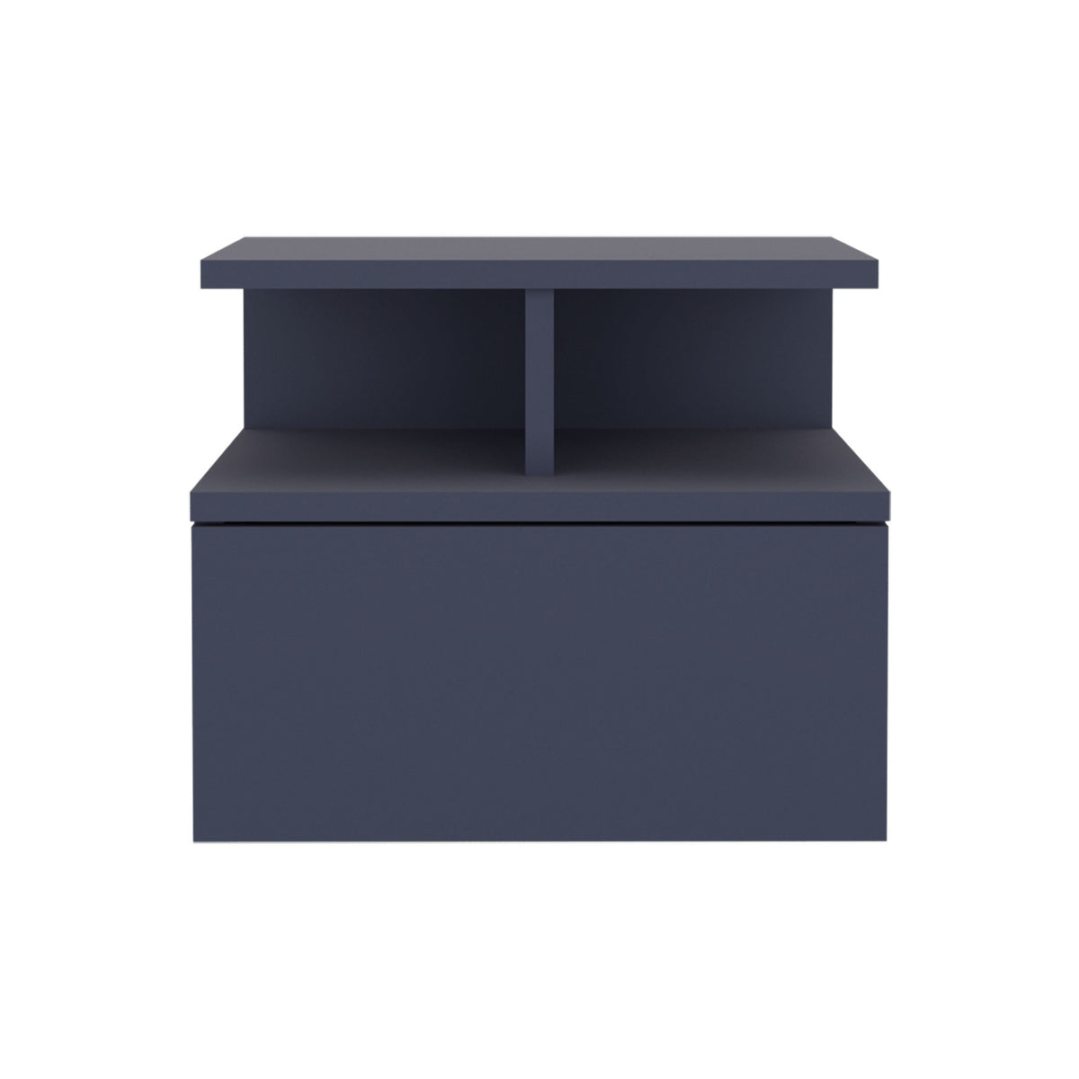 Adele Floating Nightstand, With One Drawer And Two Small Below Shelves For Storage or Decor, Navy Blue