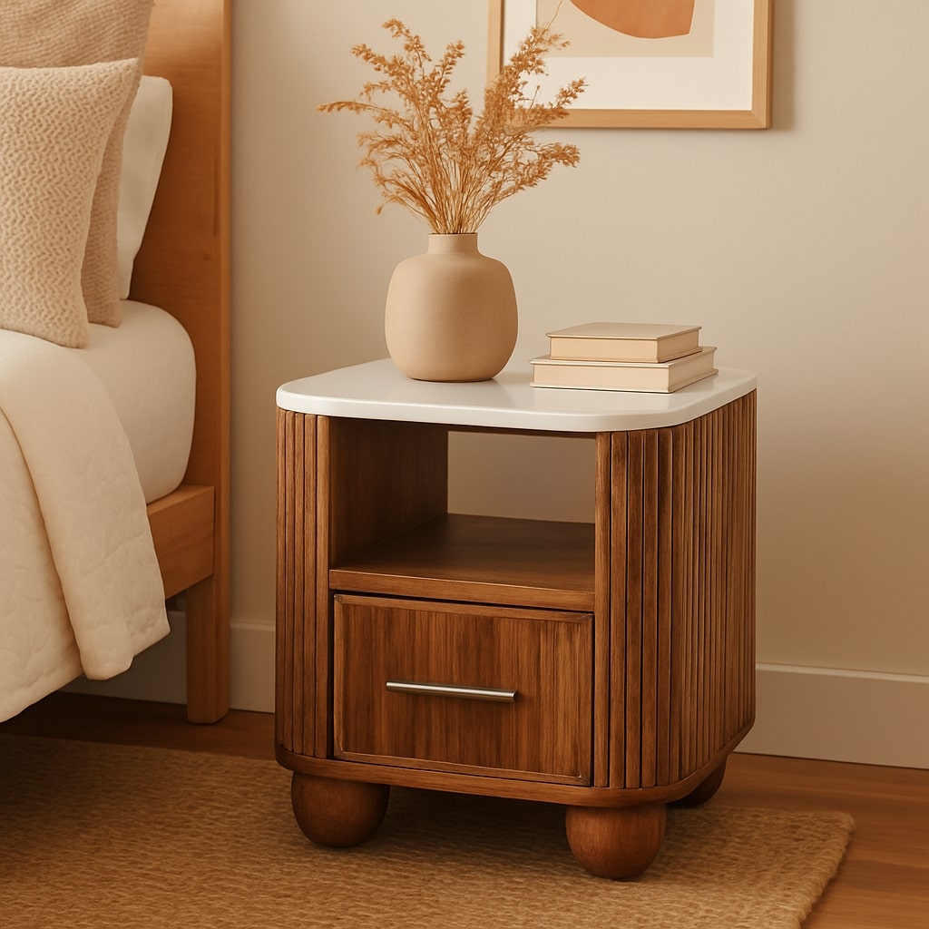Artisan Furniture Solid Wood Beaumont Marble Bedside