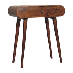 Solid Wood Mini Round Chestnut Fold Vanity, 4-compartements, Brown