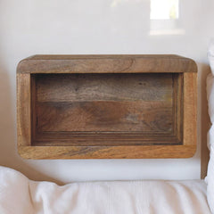 Soba Wall-Mounted Bedside, Open Storage, Brown