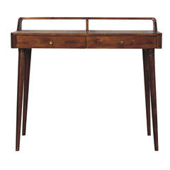 Elevated Chestnut Console Table, 2-Drawers, Nordic Legs, Dark Brown