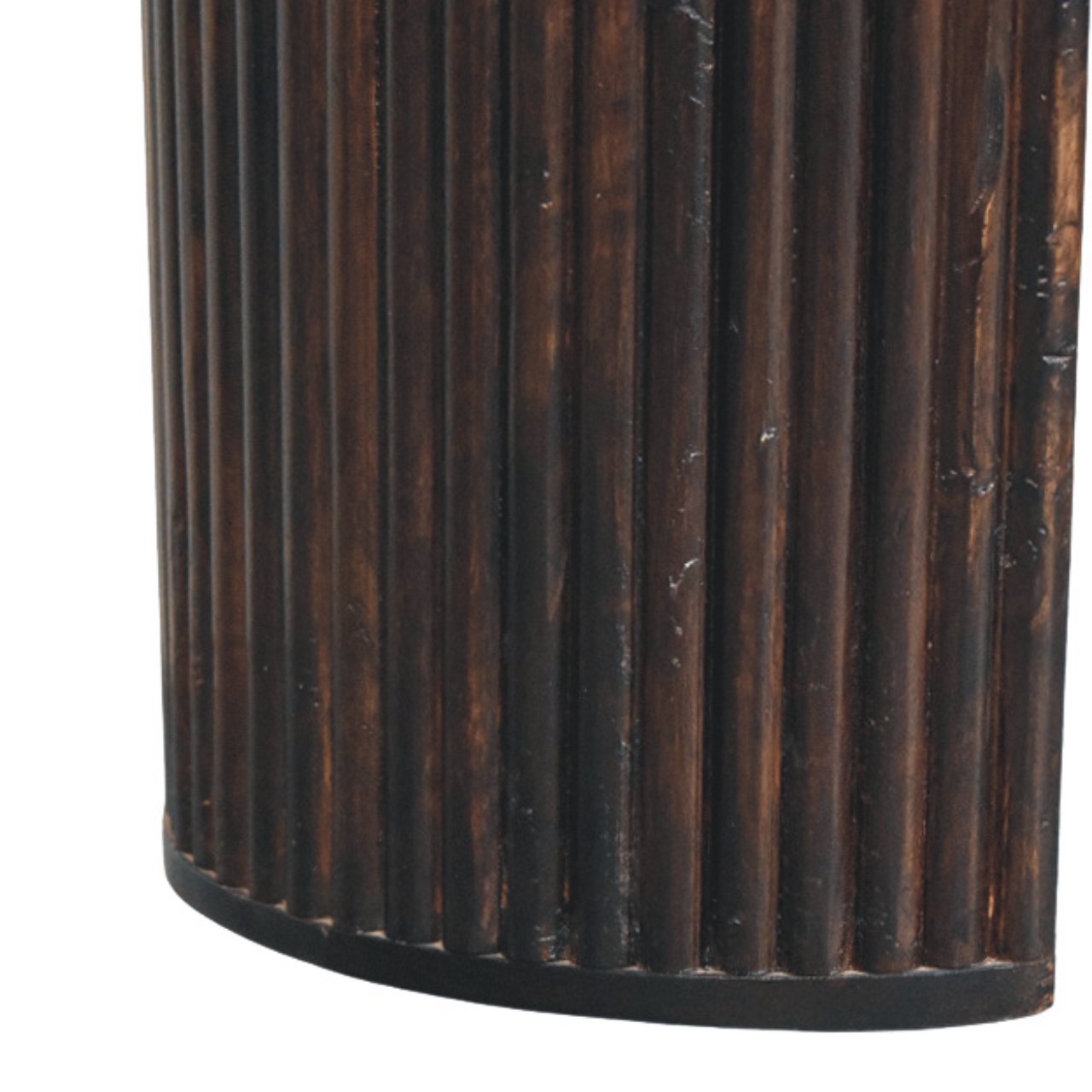 Solid Wood Velvet Mocha Fluted Console Table,Mocha