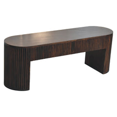Solid Wood Velvet Mocha Fluted Console Table,Mocha