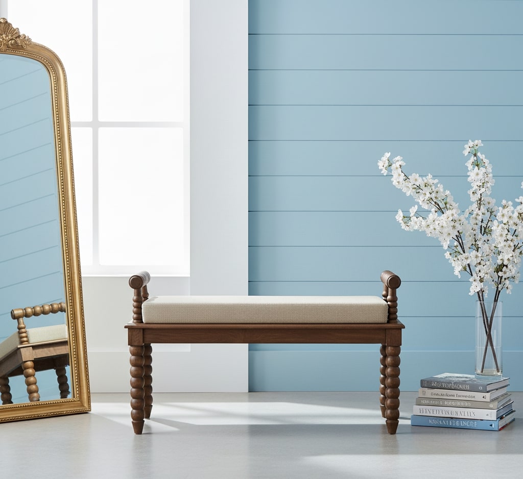 Artisan Furniture Solid Wood Amber Oak Mud Linen Bench