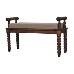 Artisan Furniture Solid Wood Amber Oak Mud Linen Bench