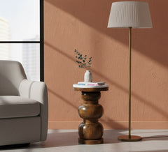 Artisan Furniture Solid Wood Marble Top Bulla Side Table