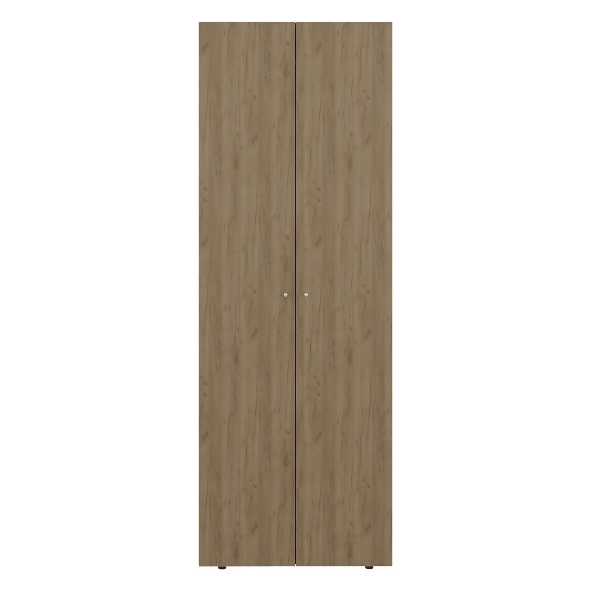 FM FURNITURE Basin  2-Door Tall Wardrobe Cabinet 66.9"H,  Bedroom, Natural Oak