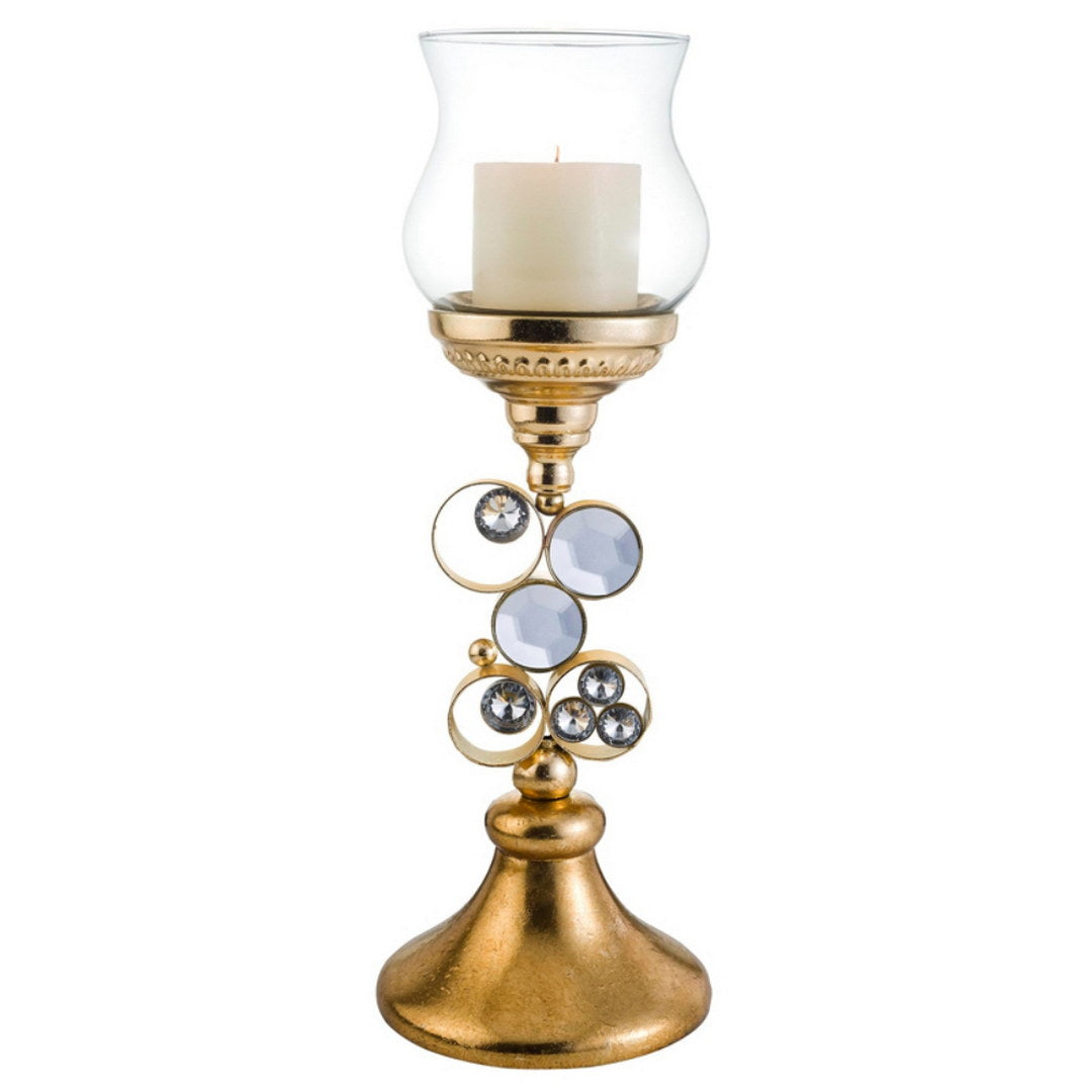 18" Tall Polyresin "Malha" Candleholder, Gold finish