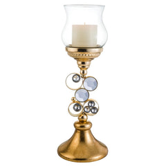 18" Tall Polyresin "Malha" Candleholder, Gold finish