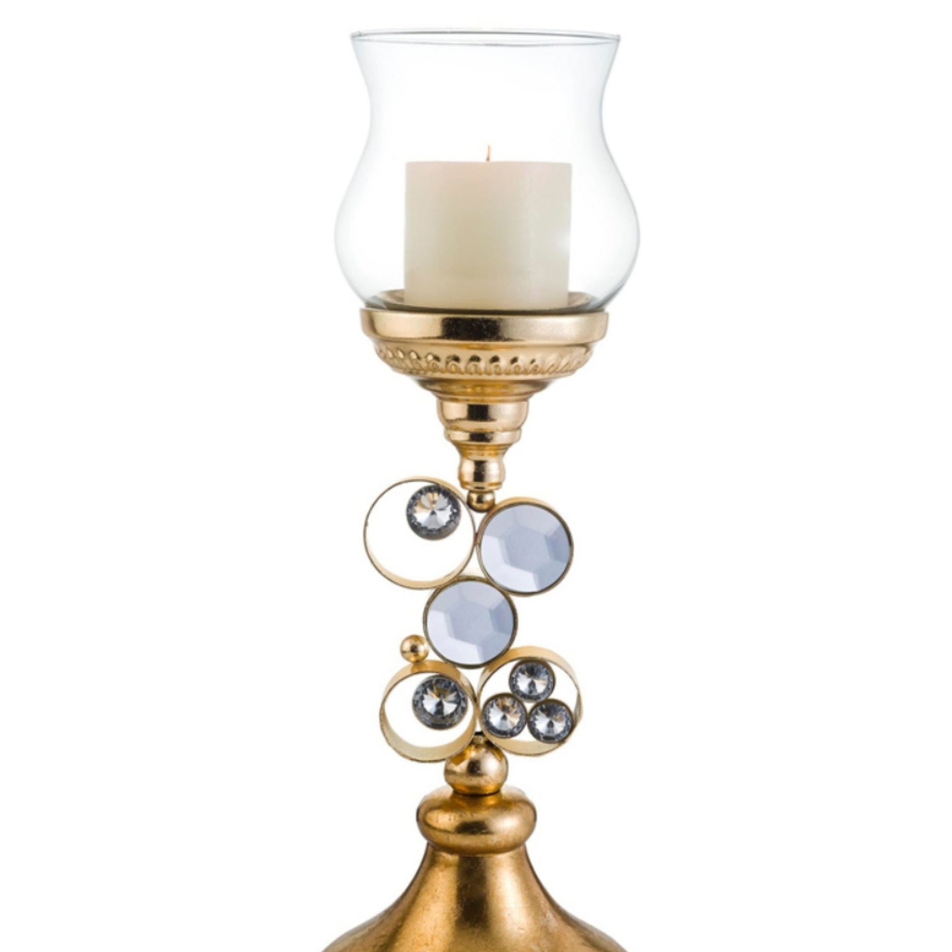 18" Tall Polyresin "Malha" Candleholder, Gold finish