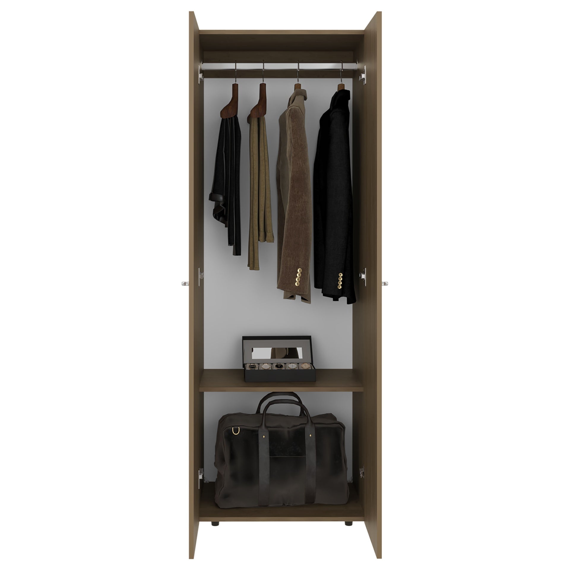Armoire 66.9" H, 2 Doors, 2 Shelves, Natural Oak / White - Bedroom
