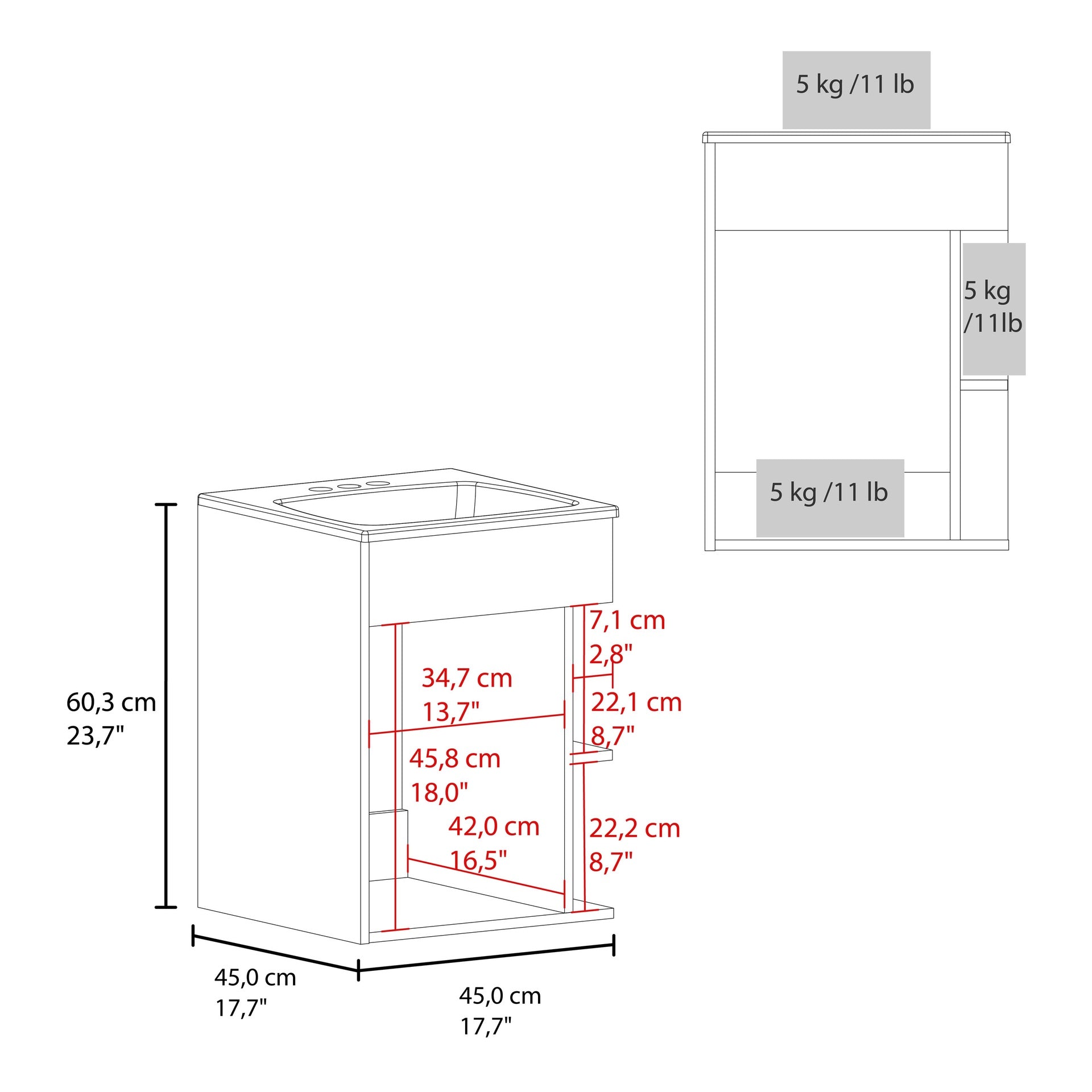 Colton Free Standing Bathroom Vanity With One Door Cabinet And Open Shelf, Modern Compact Sink Cabinet, Black