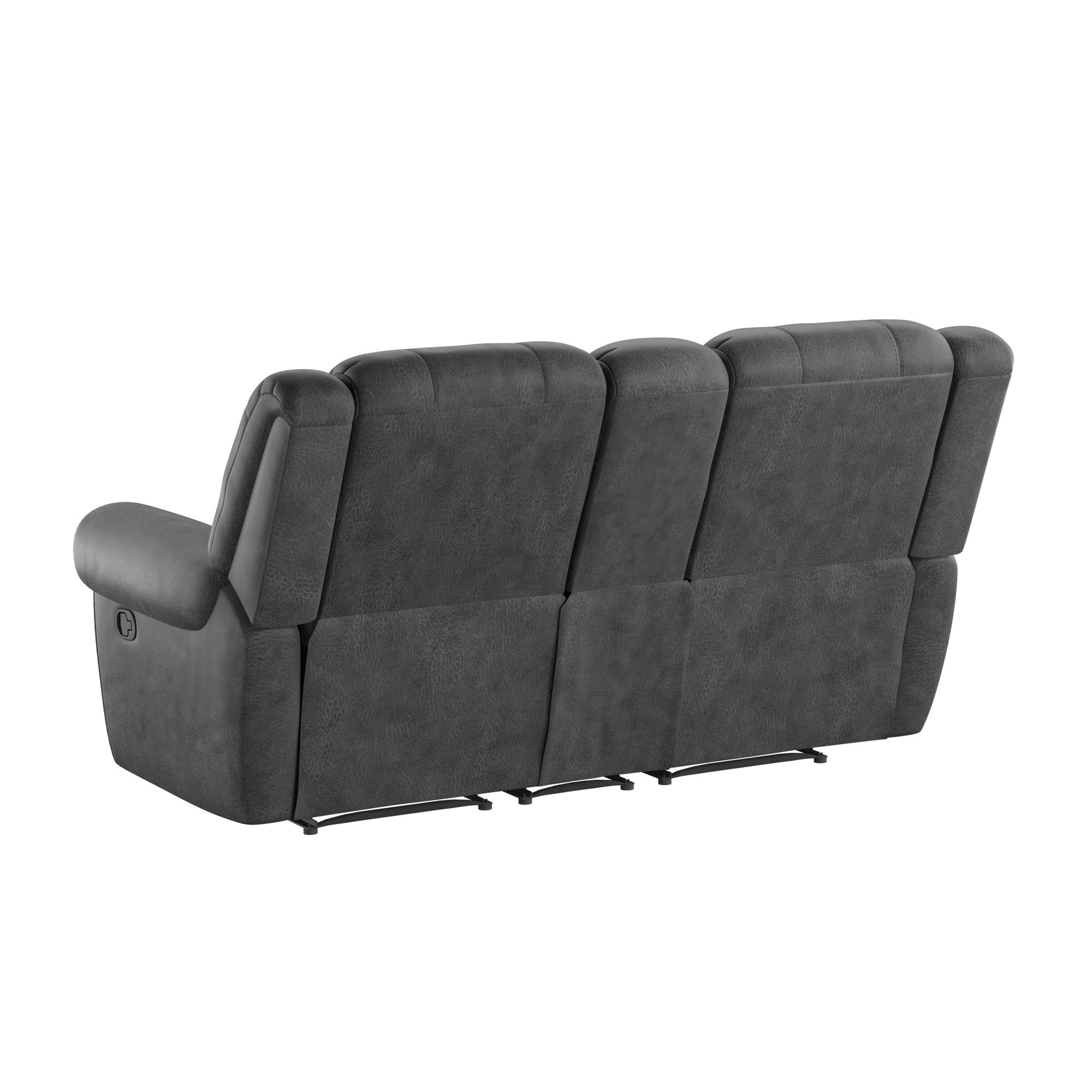 Gray Reclining Console Loveseat