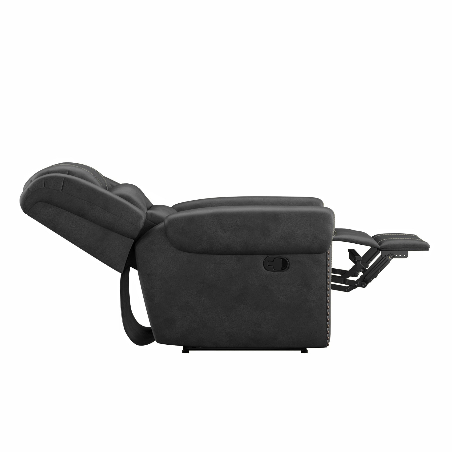 Gray Reclining Console Loveseat