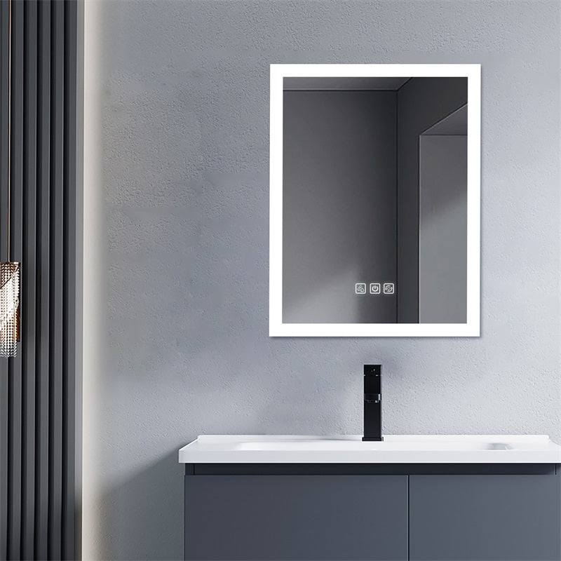 Bright LED Bathroom Mirror 36" x 28" Front Side Light, 5 Mins Defog, Full HD Reflected, 3 Colors Dimmable, Wall Mounted