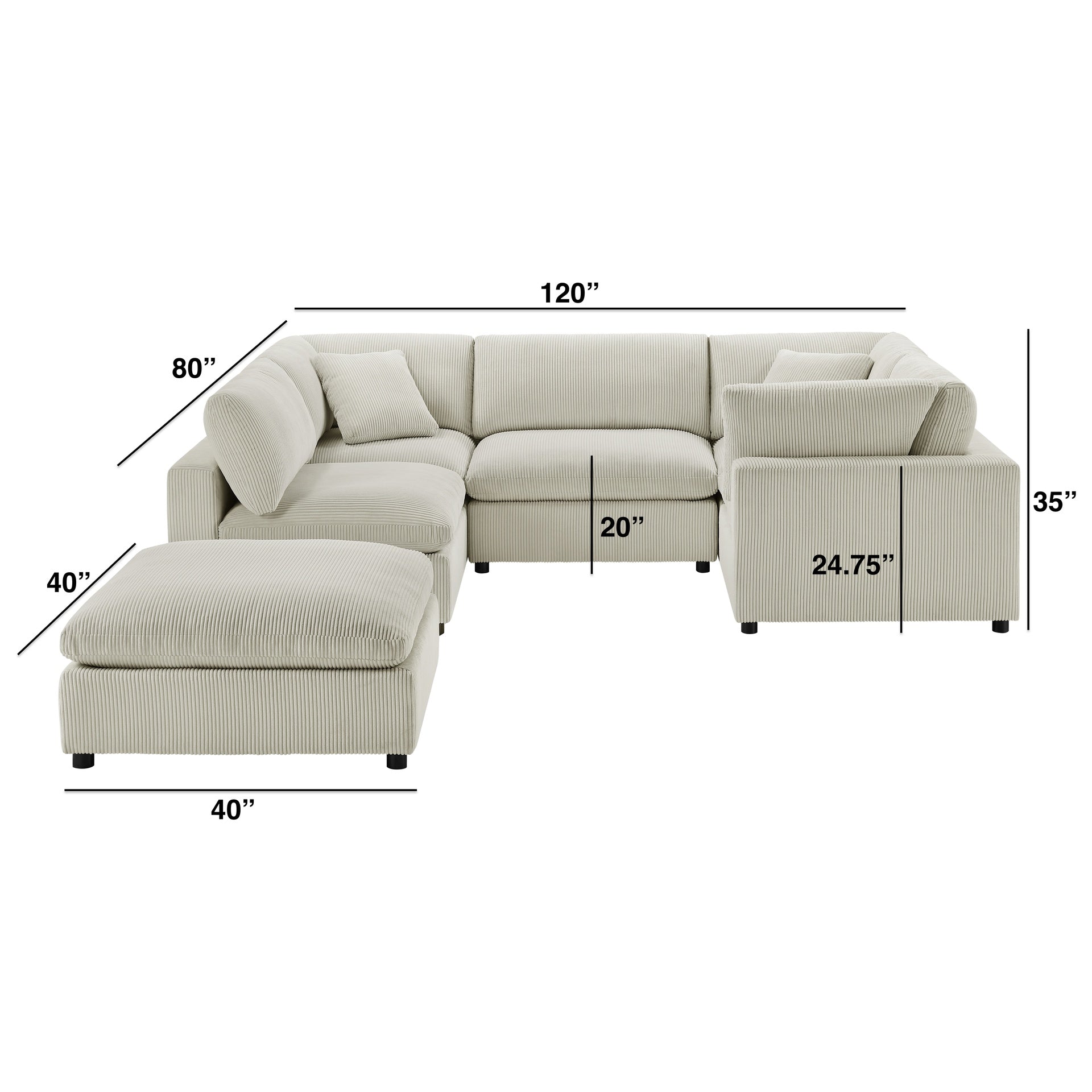 Chelsea Modular 6-Piece Sectional - Beige