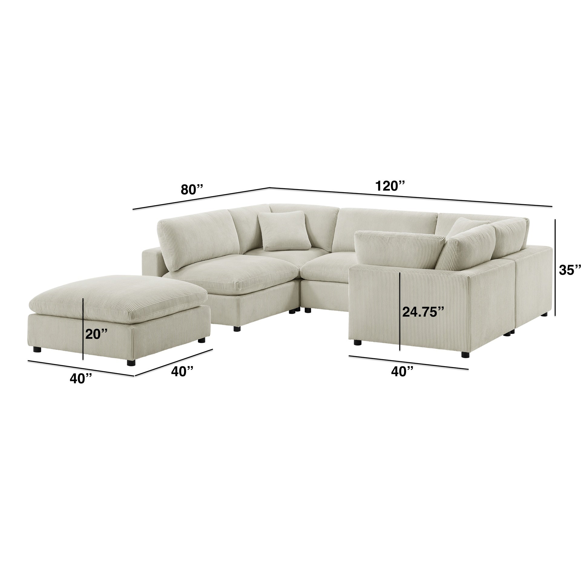 Chelsea Modular 6-Piece Sectional - Beige