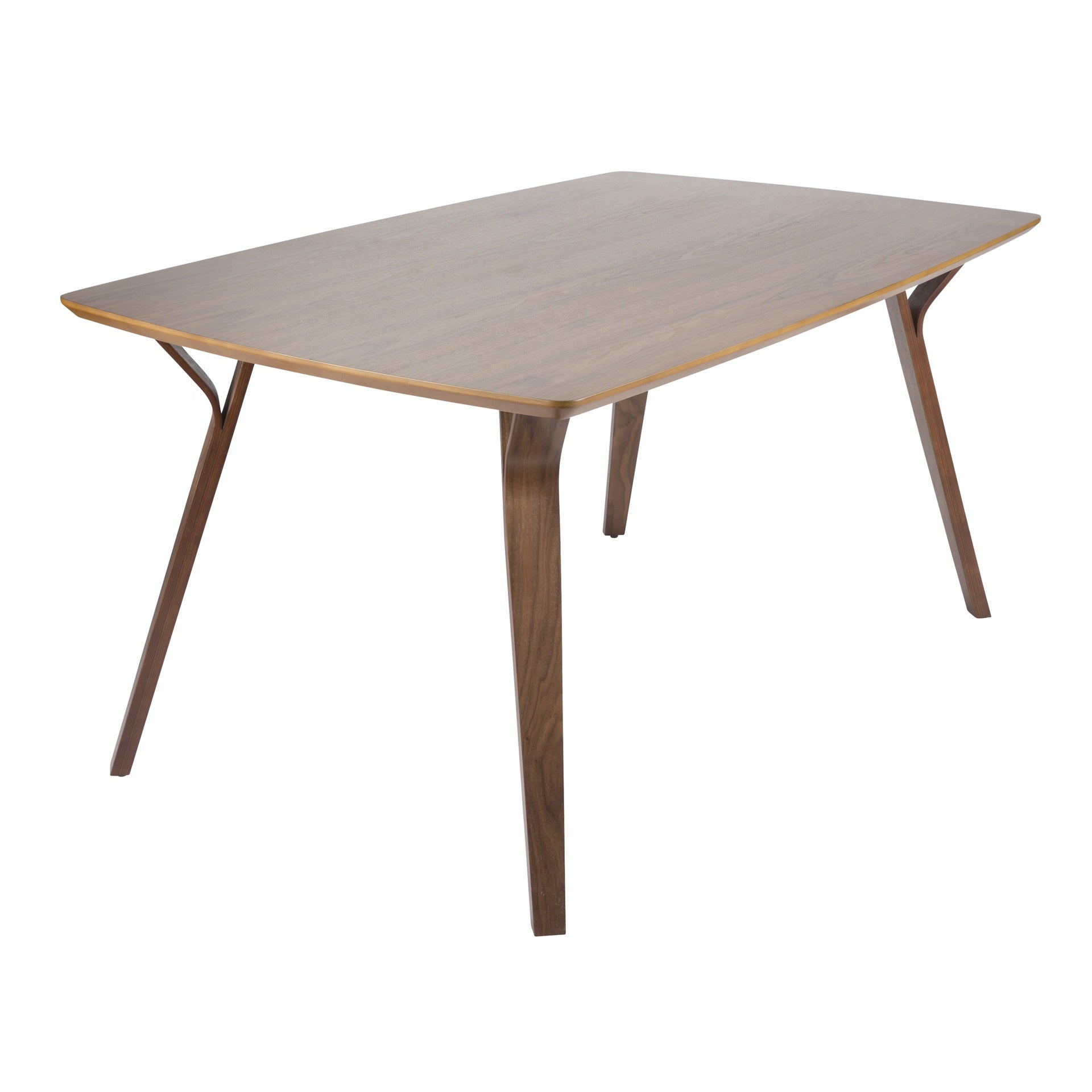 Folia Fabrico Mid-Century Modern Dining Set in Walnut Wood and Grey Noise Fabric by LumiSource - 7 Piece