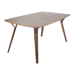 Folia Fabrico Mid-Century Modern Dining Set in Walnut Wood and Grey Noise Fabric by LumiSource - 7 Piece