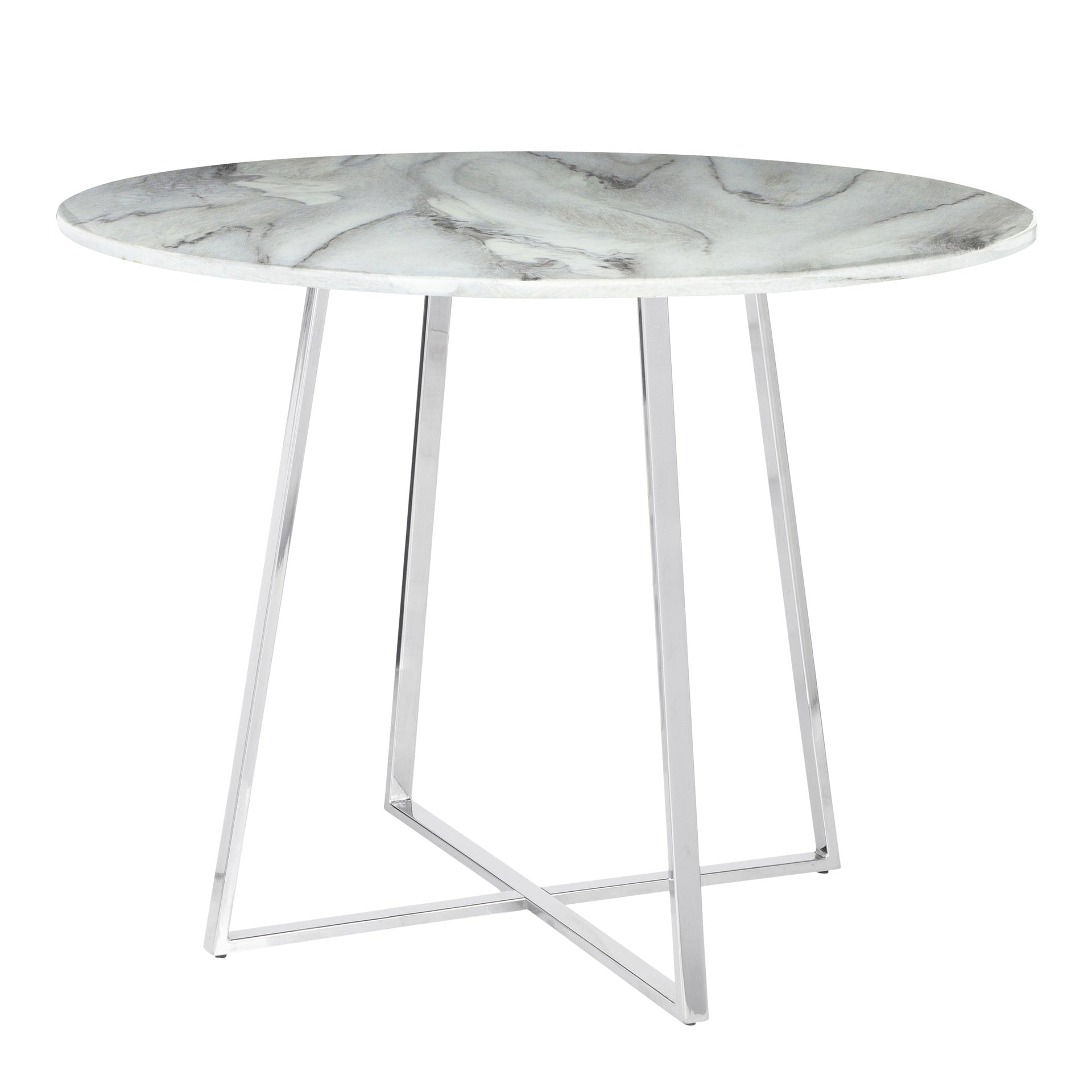 Cosmo Contemporary/Glam Dining Table in Chrome and White Marble Top by LumiSource