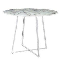Cosmo Contemporary/Glam Dining Table in Chrome and White Marble Top by LumiSource