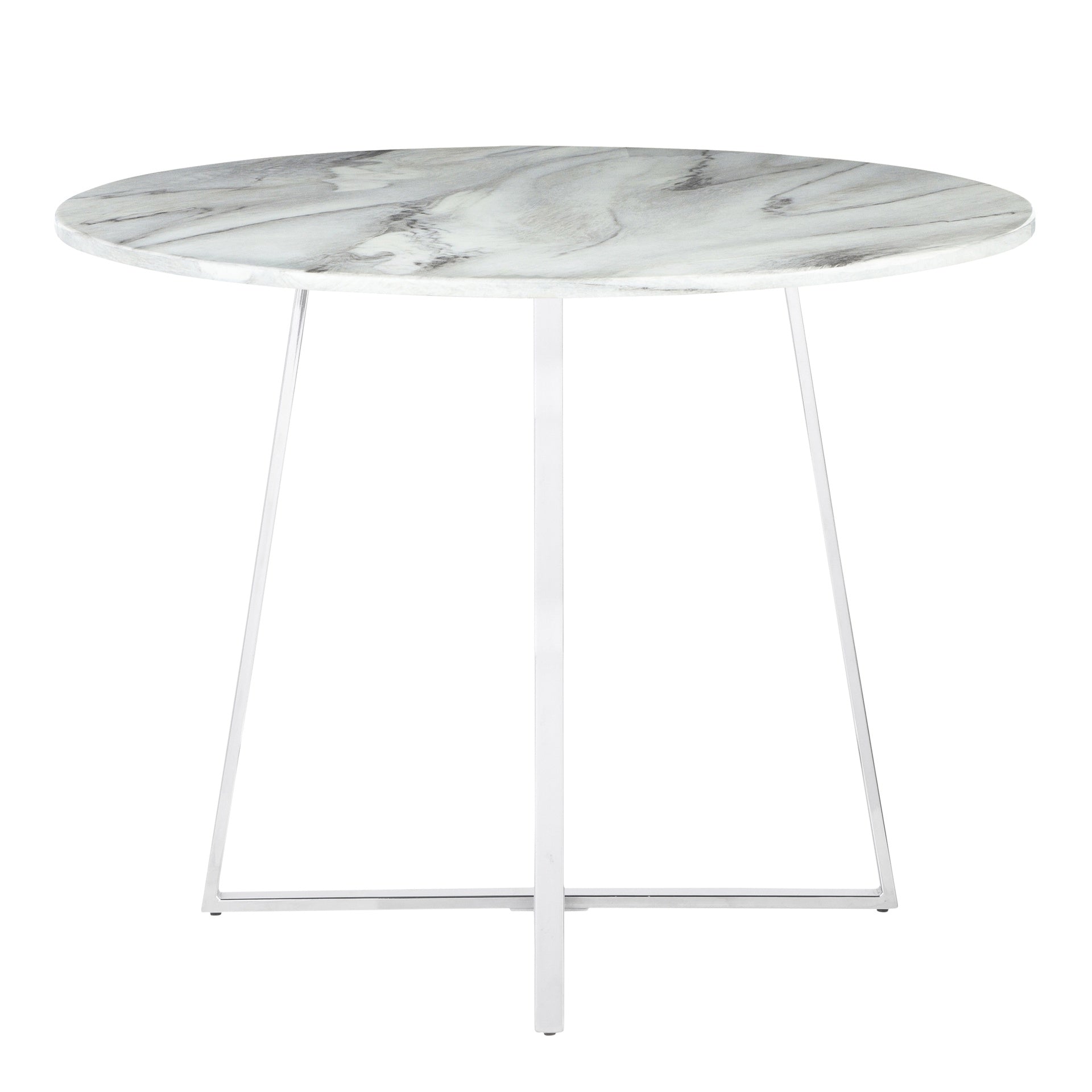 Cosmo Contemporary/Glam Dining Table in Chrome and White Marble Top by LumiSource