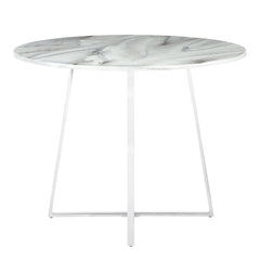 Cosmo Contemporary/Glam Dining Table in Chrome and White Marble Top by LumiSource