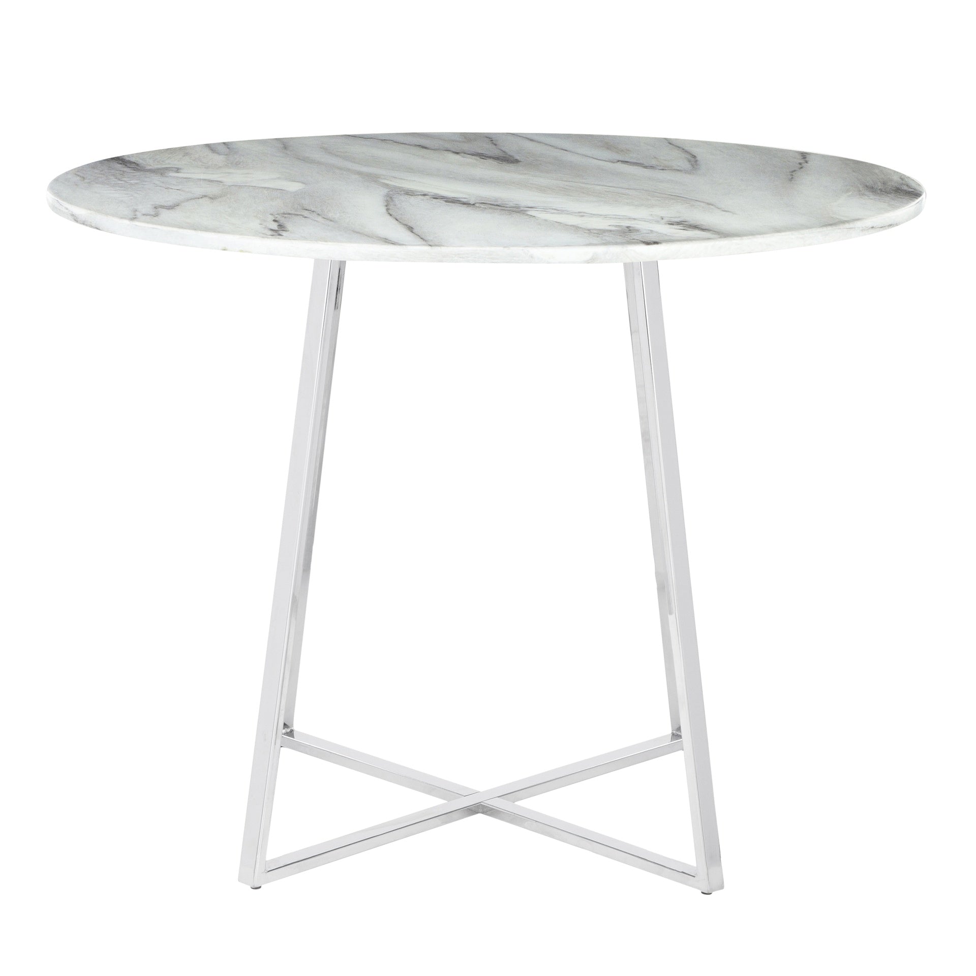 Cosmo Contemporary/Glam Dining Table in Chrome and White Marble Top by LumiSource