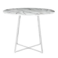 Cosmo Contemporary/Glam Dining Table in Chrome and White Marble Top by LumiSource