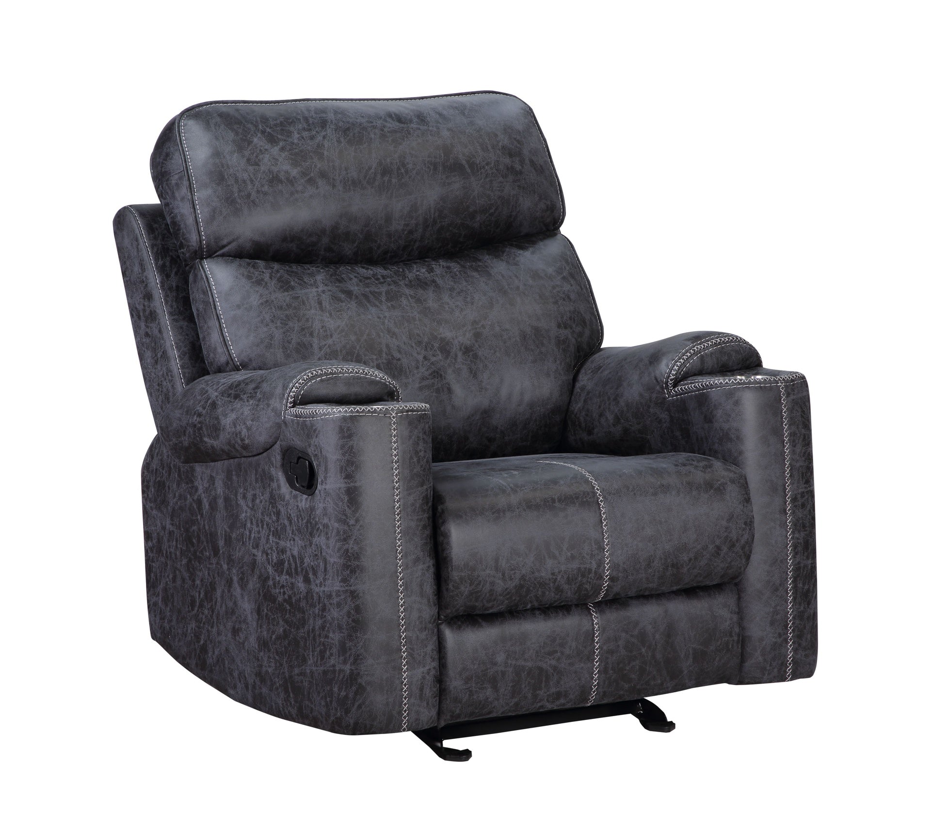 Hirah Dark Gray Microfiber Manual Recliner Chair with Cupholder Function