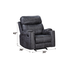 Hirah Dark Gray Microfiber Manual Recliner Chair with Cupholder Function