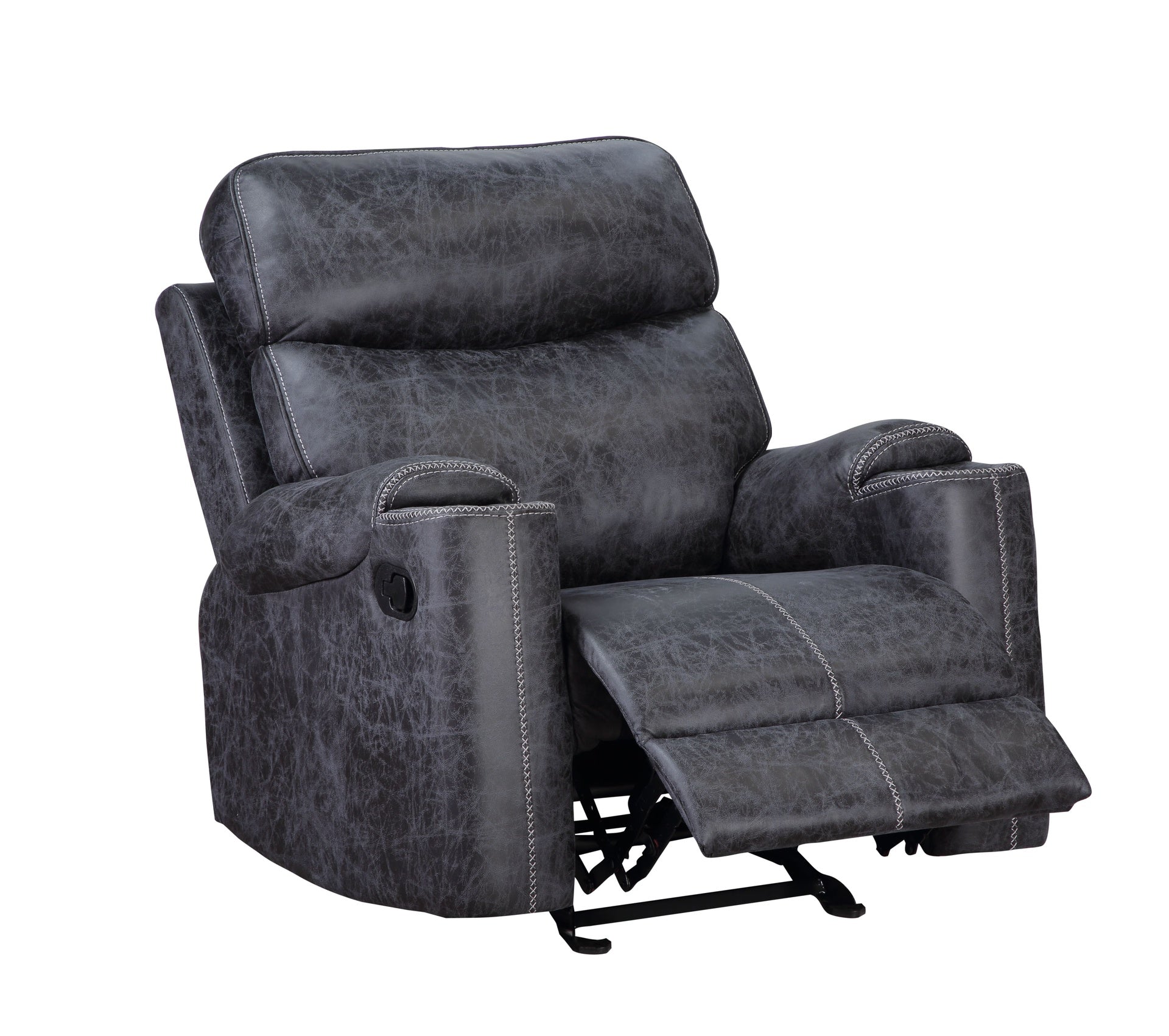 Hirah Dark Gray Microfiber Manual Recliner Chair with Cupholder Function