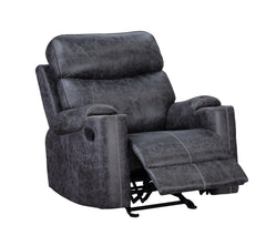 Hirah Dark Gray Microfiber Manual Recliner Chair with Cupholder Function