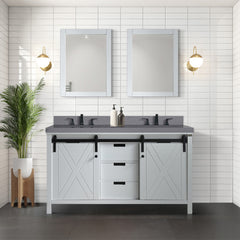 White Double Bath Vanity 60 in. W x 22 in. D, and 24 in. Mirrors
