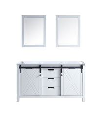 White Double Bath Vanity 60 in. W x 22 in. D, and 24 in. Mirrors