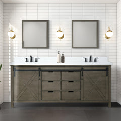 Rustic Brown Double Bath Vanity 80 in. W x 22 in. D, and 30 in. Mirrors