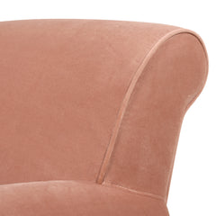 Alana 38" Lawson Accent Arm Chair Metal Casters, Peach Orange Velvet
