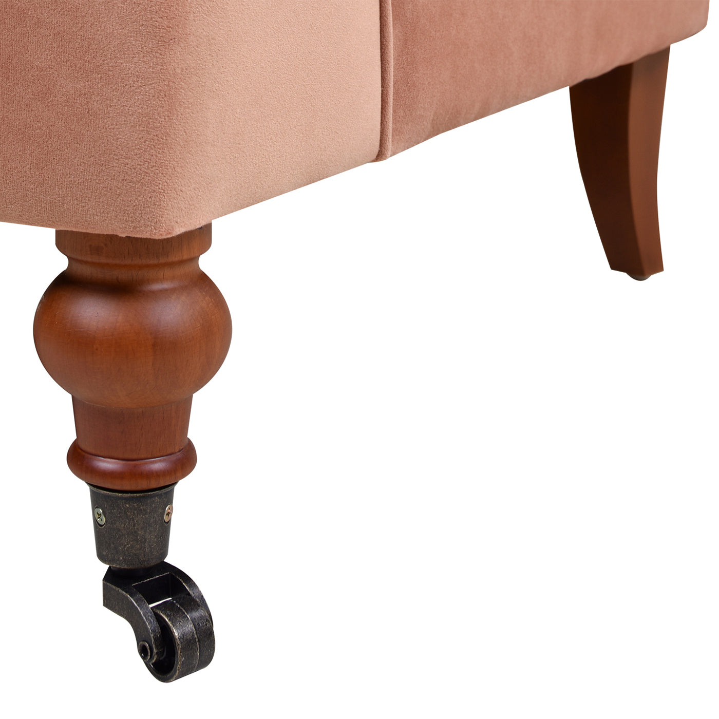 Alana 38" Lawson Accent Arm Chair Metal Casters, Peach Orange Velvet