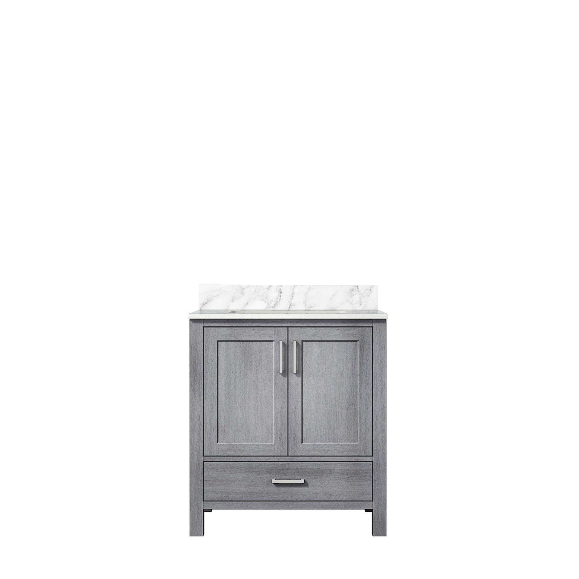 Distressed Grey Bath Vanity 30 in. W x 22 in. D, with Carrara Marble Top
