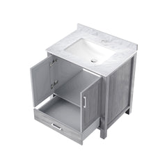 Distressed Grey Bath Vanity 30 in. W x 22 in. D, with Carrara Marble Top