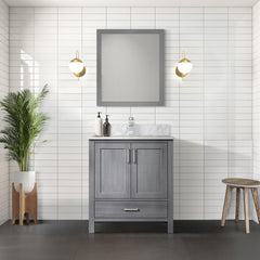 Distressed Grey Bath Vanity 30 in. W x 22 in. D, with Carrara Marble Top