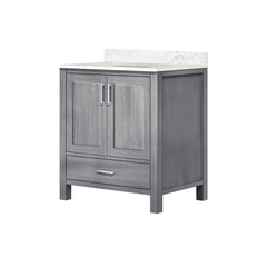 Distressed Grey Bath Vanity 30 in. W x 22 in. D, with Carrara Marble Top