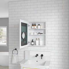 20'' W x 26'' H Surface Frameless Mirror Medicine Cabinet, Beveled Mirror Edges Bathroom Medicine Cabinet, Left opening door